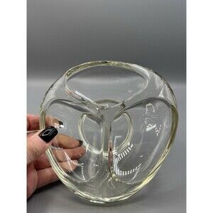 Mid Century Modern Heavy Art Glass Sculptural 3 Lobed Bowl Catchall MCM Glows